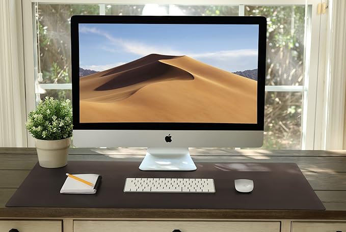 Vine Creations Leather Desk Mat Large 36" x 20", Desk Protector Mat, PU Leather Desk Pad, Large Mouse Pad, Desk Blotter, Desk Pads on Top of Desks, Desk Matt for Desktop, Office Desk Mat (Dark Brown)
