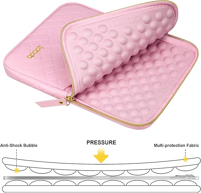 Lacdo Tablet Sleeve Case for 11 inch iPad A16 / 11 inch iPad Air M4 M3 M2 / 11" iPad Pro M5 M4 / 10.9" iPad/ 10.2" iPad /10.9" ipad Air, 11" Samsung Galaxy Tab A9+ Bag, Fit Magic Keyboard, Sakura Pink