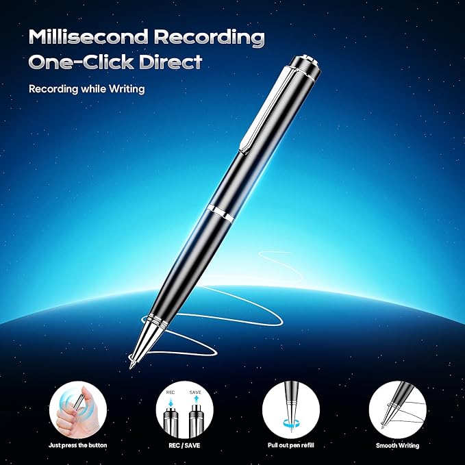 64GB Digital Voice Recorder - ZIPCIDE Digital Voice Activated Recorder with AI-Intelligent Noise Reduction, Voice Activated Sound Audio Tap Recorder Device for Lectures Meetings, Work, Interviews