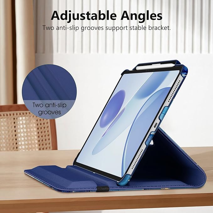 Fintie Rotating Case for iPad Pro 13-inch (M5) 2025 / (M4) 2024 with Pencil Holder - 360 Degree Swiveling Protective Stand Cover with Auto Wake/Sleep, Ocean Marble