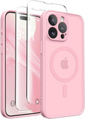 CAPRARO Magnetic for iPhone 15 Pro Max Case, [Compatible with MagSafe] [Full Camera Protection] Shockproof Protective Slim Translucent Matte Phone Case for iPhone 15 Pro Max 6.7'', Peach Pink