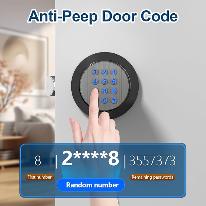 FITNATE Door Knob with Keypad,Digital Door Lock for Keyless Entry,Electronic Door Lock with Spare Keys,Auto Lock, Anti-Slip Handle, Easy to Install for Bedroom,Home and Office