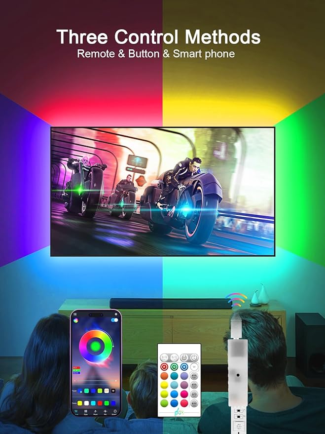 KANTUTOE TV LED Lights, 11.5ft LED Lights for 32-55 Inch TV, RGB TV Backlight Behind with Remote, Music Sync Bluetooth APP Control Strip Lights USB Powered for Bedroom, PC, Gaming Monitor