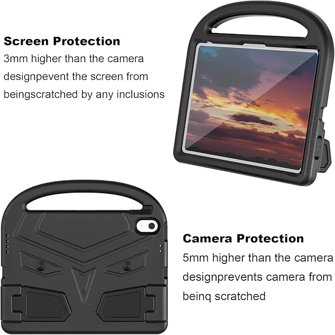 Dteck for iPad 10th Generation Case Kids 10.9 Inch 2022, Durable Lightweight Shockproof Protective Handle Stand EVA Foam Boys Girls Kids Proof Case for iPad 10th Generation 10.9 Inch 2022,Black