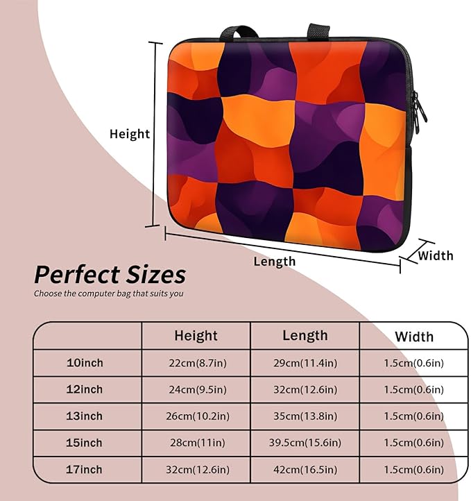 Laptop Sleeve Case Bag 13 inch, Colorful Checkerboard Slim Carrying Case Handbag Travel Laptop Bag for 13 inch MacBook Air M3/M2/Pro M2/ 13" iPad Pro/Air M4/M2 2024