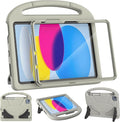 Kids Case for iPad A16 11th Gen 11-Inch 2025 & iPad 10th Generation (10.9" 2022), Durable Shockproof Fully-Body Cover with Screen Protector/Pencil Holder/Stand/Handle for Kids, Light Gray
