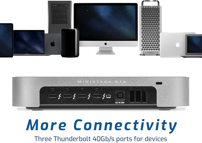 OWC 2TB (2.0TB HDD 7200 RPM Drive) miniStack STX, Upgradeable,Stackable Expansion Solution and Thunderbolt Hub/Mini Dock for Mac Studio, Mac mini and Other Devices. Silver