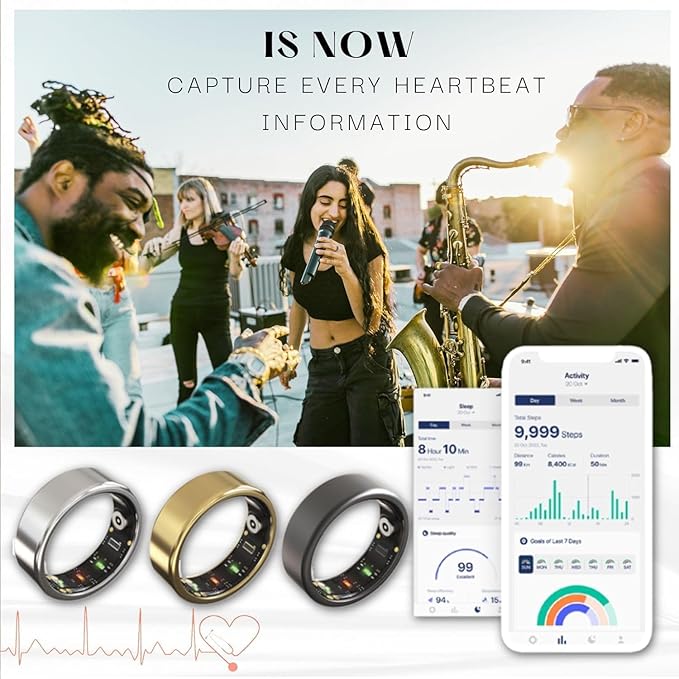 2026 Smart Ring for Women & Men Health Fitness Tracker for Daily Activity Workouts | Heart Rate Sleep Blood Oxygen Steps Cycle Monitoring Meditation | No Subscription Required (Gold, #11)