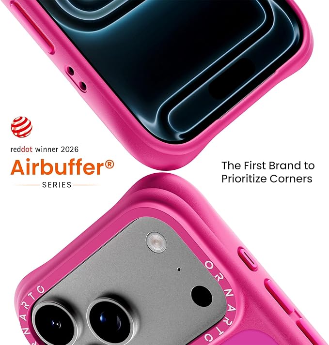 ORNARTO Magnetic for iPhone 17 Pro Max Case, 20FT Military-Grade Drop Protection, Compatible with MagSafe, Slim Shockproof Translucent Matte Phone Case for iPhone 17 Pro Max 6.9", Hot Pink
