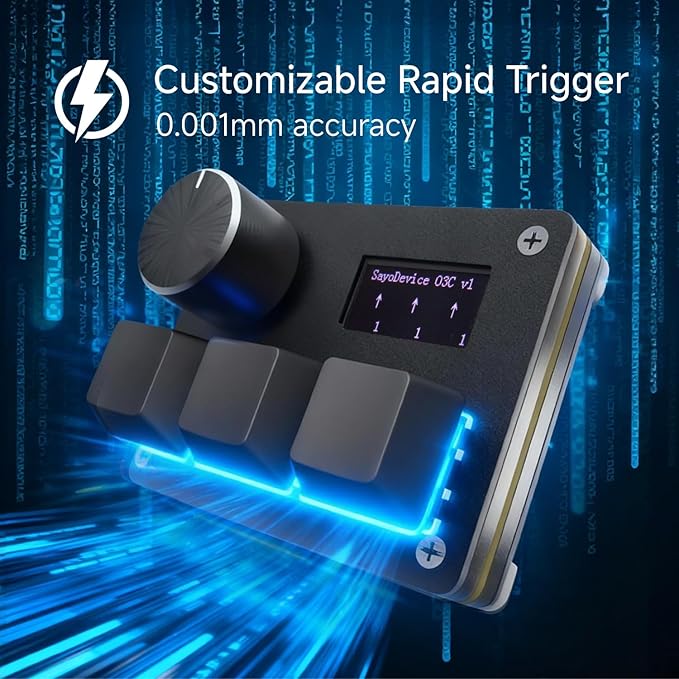 O3C Rapid Trigger Hall Effect Keyboard Suitable for OSU and Geometry Dash Rhythm Game Macro Keypad with Magnetic Linear Switches (Black, Gateron KS-20 White Switch)