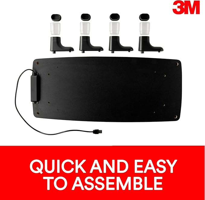 3M Adjustable Monitor Stand with 4-Port USB Hub, Black, Great for Computer Monitors, Laptops, TVs, Speakers, Printers and More