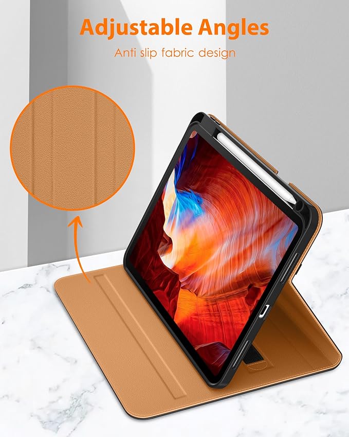 DTTO for iPad Pro 11 inch Case (M5/M4) 2025/2024, Premium Leather Business Folio Stand Cover with Pencil Holder - Auto Wake/Sleep and Multiple Viewing Angles, Black