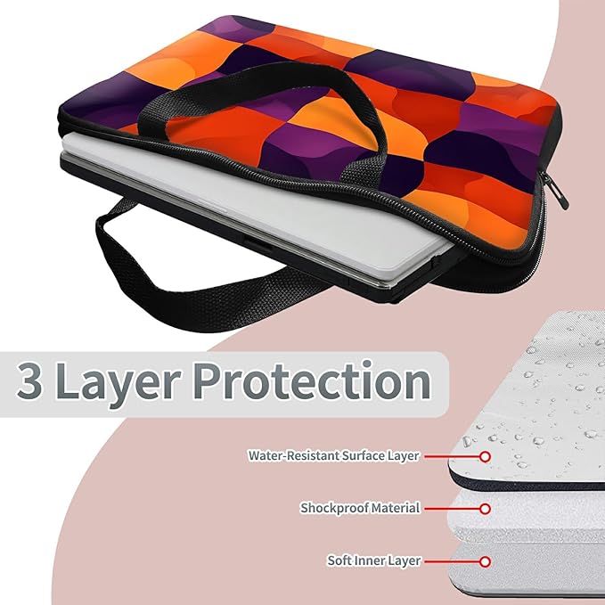 Laptop Sleeve Case Bag 13 inch, Colorful Checkerboard Slim Carrying Case Handbag Travel Laptop Bag for 13 inch MacBook Air M3/M2/Pro M2/ 13" iPad Pro/Air M4/M2 2024