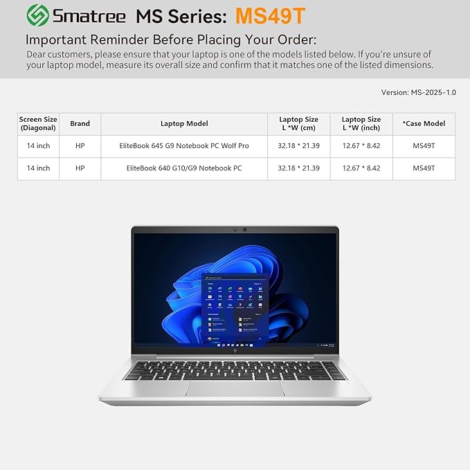 Smatree MS49T Hard EVA Protective Sleeve Case with Stand Compatible for 14 inch HP EliteBook 645/640 G10/G9, for HP mt645 G7/Elite mt645 G7/G8 Mobile Thin Client, for 14 inch EliteBook 840 G8, Green