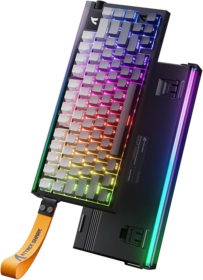 ATTACK SHARK R85 HE Wired 75% Rapid Trigger Mechanical RGB Gaming Keyboard with Custom Lightbox,8KHz Polling Rate,0.005mm RT Accuracy,0.08MS Latency,Hall Effect,Magnetic Switch,Driver for PC-Moonlight