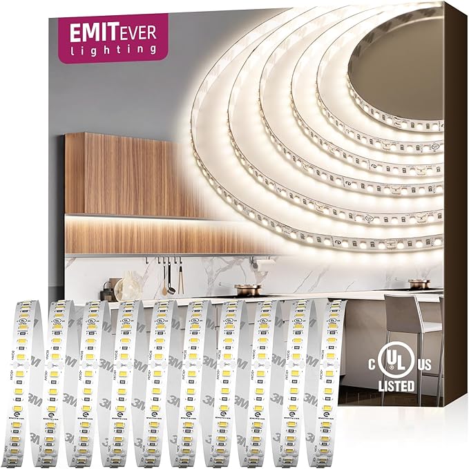 EMITEVER LED Strip Lights Neutral White, 4000K 24V LED Tape Light 16.4ft, UL Listed, Ra 95+, IP30, 2.9W/ft, 240+Lumens/ft, 600LEDS/Spool, UL Listed 5 Year Warranty (Power Supply Sold Separately)