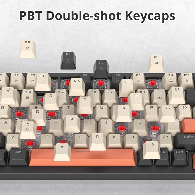 75% Mechanical Gaming Keyboard - Retro Gasket Mount, Hot Swappable, RGB Backlit TKL Custom Keyboard for PC Laptop Windows Gamers (Carbon)