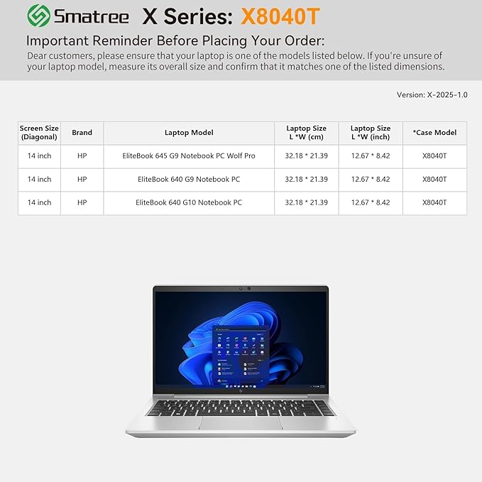 Smatree Hard EVA Protective Sleeve Case Compatible for 14 inch HP EliteBook 645/640 G10/G9 Notebook PC, Waterproof and Anti-Shock Laptop Bag, White (X8040TW)