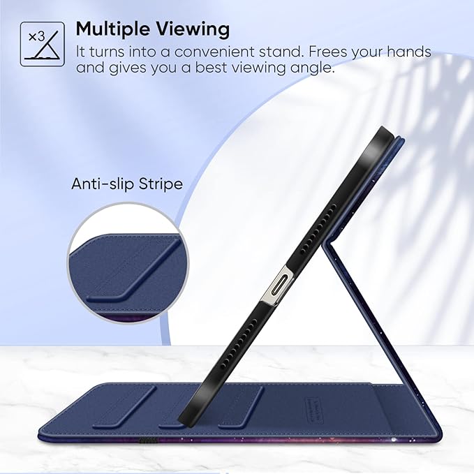 Fintie Folio Case for iPad Mini 7 (A17 Pro, 7th Generation) 2024 / iPad Mini 6 (6th Gen) 8.3 Inch, Multi-Angle Smart Stand Cover with Pencil Holder & Pocket, Auto Sleep/Wake, Galaxy