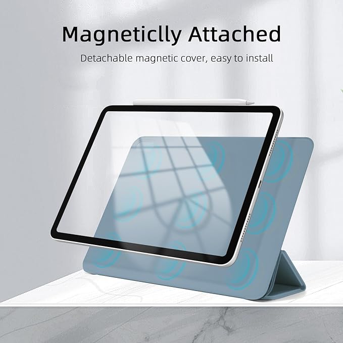 for iPad Air 13 inch M4/M3/M2 Case (2026/2025/2024,Model A3268/A3269/A3271), Auto Sleep/Wake and Magnetic Closure, Trifold Stand Case, PU Leather Cover, Support Apple Pencil Pro, Misty Blue