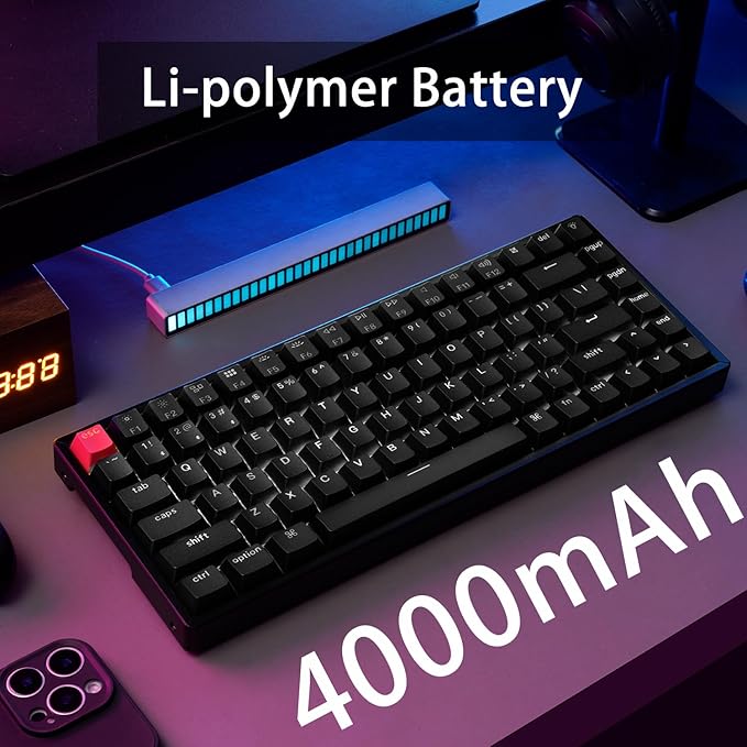 Keychron K2 QMK Wireless Mechanical Gaming Keyboard, 75% Layout with Super Red Switch, White LED Backlight Rechargeable Wired Bluetooth Professional Office Keyboard for Mac/Windows, Version 3