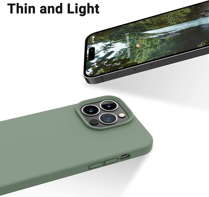 OTOFLY Designed for iPhone 14 Pro Case, Silicone Shockproof Slim Thin Phone Case for iPhone 14 Pro 6.1 inch (Calke Green)