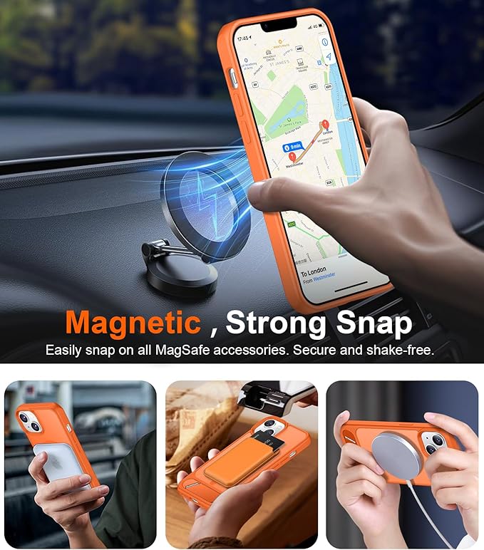 Magnetic Compatible with iPhone 14 Case/iPhone 13 Case,[Built-in Invisible Kickstand][Compatible with MagSafe][Military Grade Shockproof] Slim Translucent Matte Phone Case for iPhone 14/13 6.1"