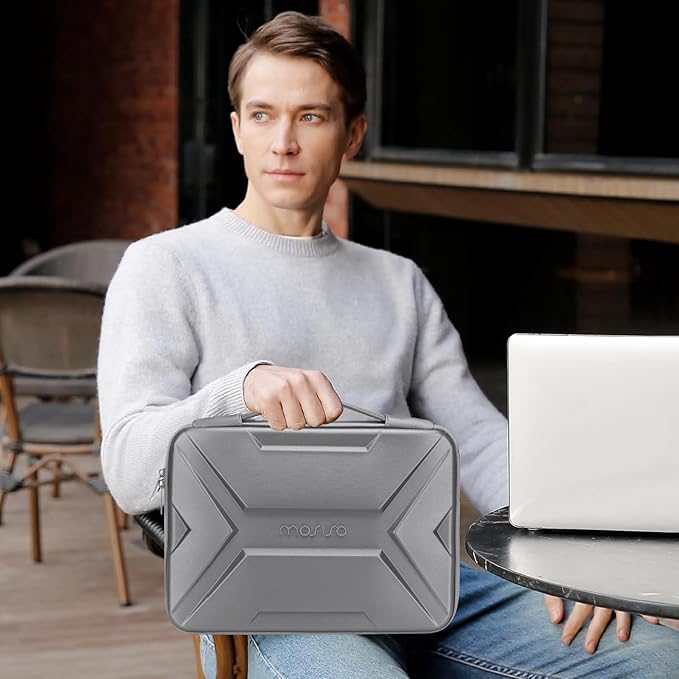 MOSISO 15-16 inch Laptop Hard Case, 15.6 inch Waterproof Shockproof Computer Bag Compatible with MacBook HP Dell,Artistic Geometric EVA Carrying Sleeve Laptop Case Hard Shell with Handle, Gray