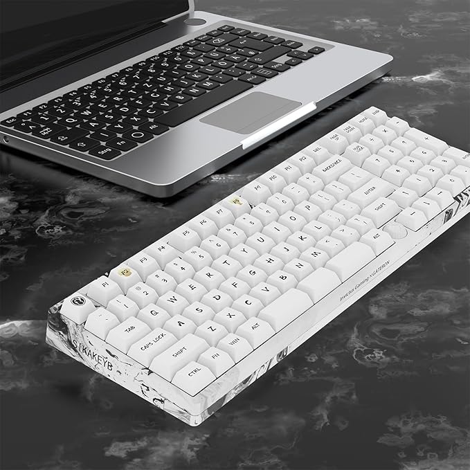GATERON iG 98 Co-Branded Mechanical Gaming Keyboard, Tri-Mode Hot Swappable Wired/Bluetooth/2.4G Wireless Keyboard with RGB Light for Windows & Mac, PBT Keycaps (Splashing Ink, Mini i Switch)