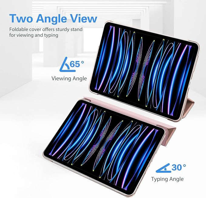 ProCase for iPad Pro 11 Inch Case 2022/2021/2020/2018(4th/3rd/2nd/1st Generation), iPad Pro 11" Slim Stand Hard Back Cover Shell Smart Folio Compatible with Pencil/Support Auto Wake/Sleep -Rosegold