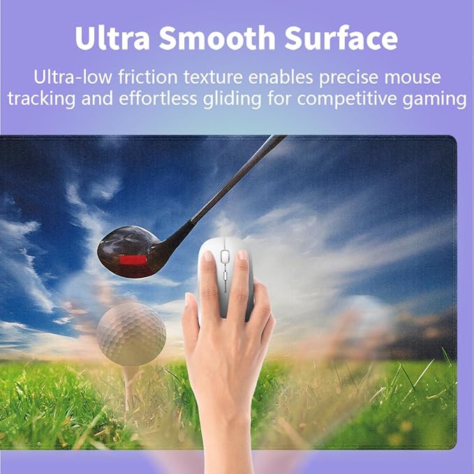 Large Gaming Mouse Pad (31.5" x 15.8") - Golf Club Themed Macro Photography Print of Lofter and Ball on Tee Sports, Extra XXL Office Accessories, Premium Stitched Anti-Slip Office Desk Mat