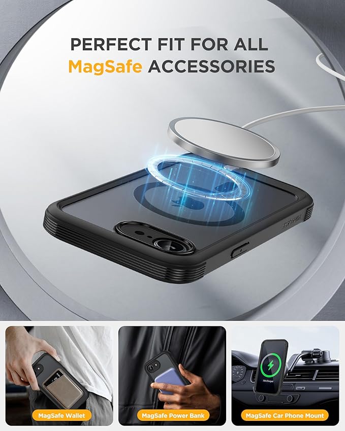 Miracase for iPhone 17e & 16e Case with Built-in Private Screen Protector, [Magnetic with MagSafe] Full-Body Phone Cover Military Drop Proof 17 E/ 16 E Bumper 6.1 inch, Black