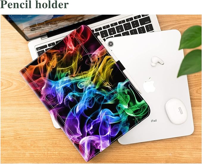 Vimorco Case for iPad (A16) 11th Generation 2025, for iPad 11th/10th Generation Case, Faux Leather Protective Adjustable Cover, Auto Sleep/Wake, Card Pocket with Pencil Holder, Colorful Smoke