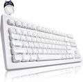 ZORNHER CG870 Wireless Mechanical Keyboard,80% White Gaming Keyboard, Creamy Keyboard,Cute Jelly Cat Clear Ceramic Jade Keycaps,Girly Aesthetics Kitty Keyboard,Creamy Sounding Linear Switches