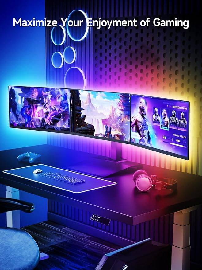 Tyute TV LED Lights, 13.1ft LED Lights for 40-65 Inch TV Behind Lighting, RGB Color Changing TV Backlight with APP & Remote Control, Music Sync USB LED Strip Light for Bedroom Gaming Room Decor