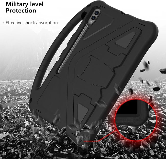 Kids Case for Samsung Galaxy Tab S10 Ultra/S9 S8 Ultra 14.6-inch Tablet, Techcircle Light Weight Shock Proof EVA Foam Handle Rugged Stand Protective Cover, Black