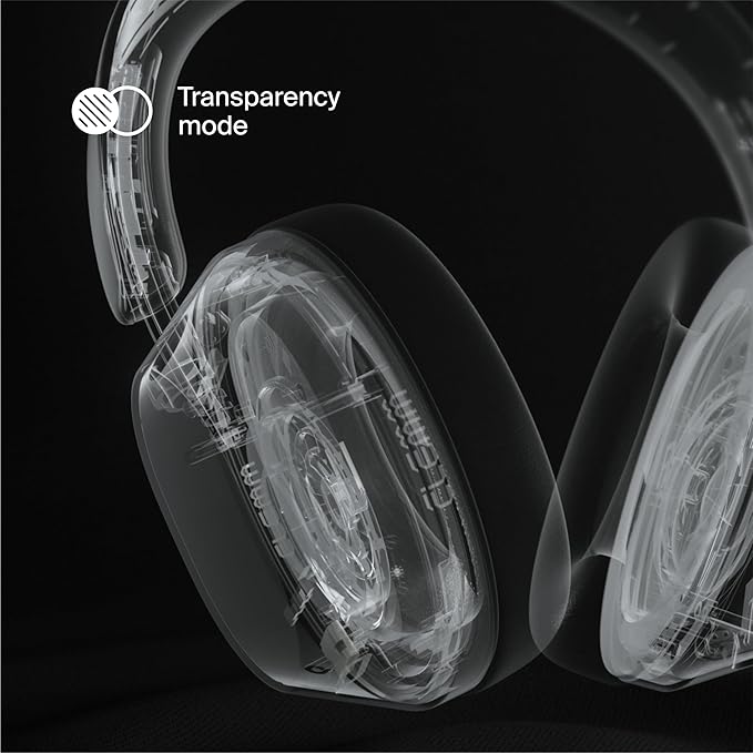 Clemm Ambience Over-Ear Headphones with Microphone, Noise Cancelling and Transparency Mode, 65H Playtime, Memory Foam, Ivory