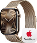 Apple Watch Series 10 [GPS + Cellular 46mm] with Gold Titanium Case with Gold Milanese Loop - M/L. Fitness Tracker, ECG App, Always-On Retina Display, Carbon Neutral with AppleCare+ (2 Years)