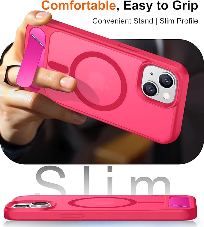 Magnetic Compatible with iPhone 15 Plus Case & iPhone 14 Plus Case, [Built-in Invisible Kickstand][Compatible with MagSafe][Military Grade Shockproof] Slim Translucent Matte Phone Case 6.7"