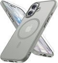 Miracase Magnetic for iPhone 17 Case (Compatible with MagSafe) with Screen Protector Military-Grade Protection, Anti-Fingerprint Translucent Matte Phone Cover for iPhone 17 6.3 inch, Gray
