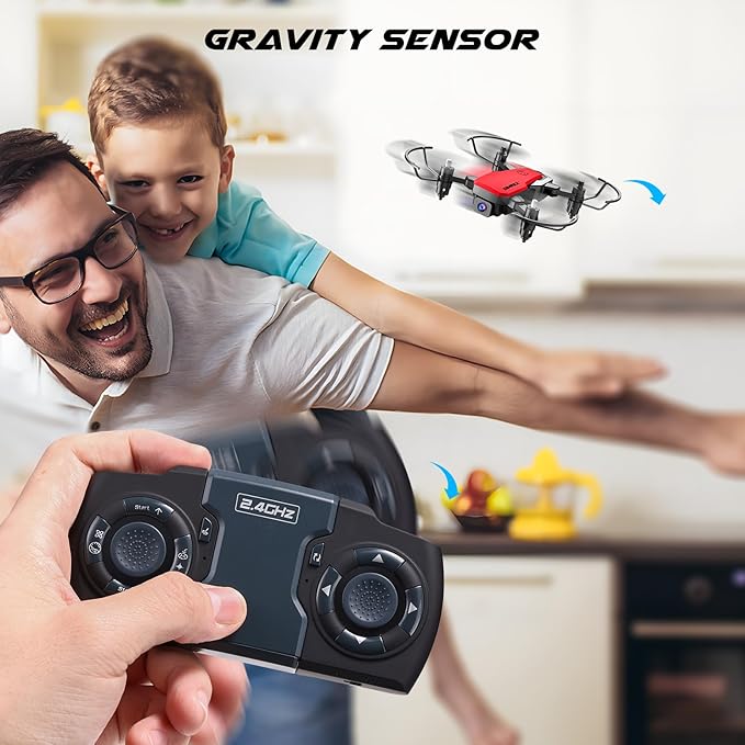 SIMREX Mini Drone with 720P Camera for Kids & Beginners - Foldable RC Quadcopter, Optical Flow Positioning, Altitude Hold, 3D Flip, 2 Batteries 20Min Flight, Safe & Easy Indoor Outdoor Flying Toy Gift, Red