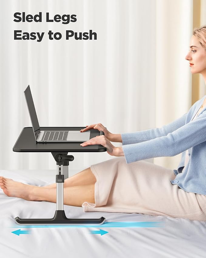 SAIJI Book Stand for Reading Hands Free with Page Paper Clips in Bed,Laptop Desk Table, Portable Lightweight Lap Desk Tray for Writing Eating Breakfast on Couch Sofa Floor (20.5"x11.8",Black)