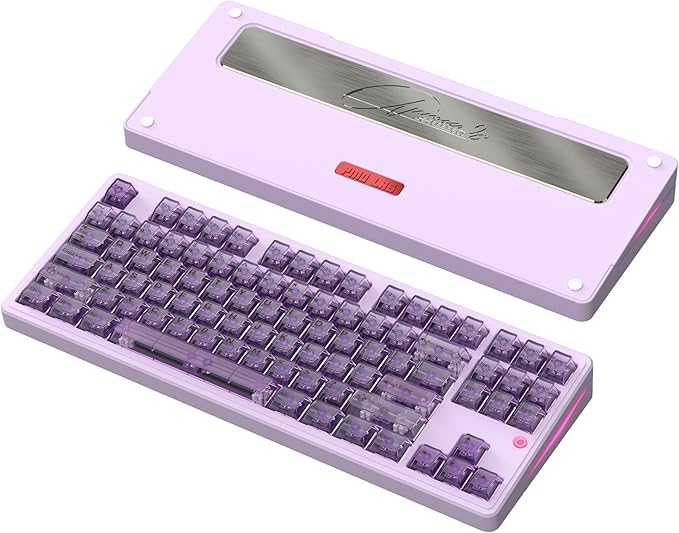 PMOKEY Aurora 80 CNC Full Aluminum Wireless Mechanical Keyboard with VIA/QMK, 8000mah Battery, Tri-Mode Wireless Gaming Keyboard Custom Hot Swappable RGB Backlit for Windows/Mac/PC (Ultra Purple)
