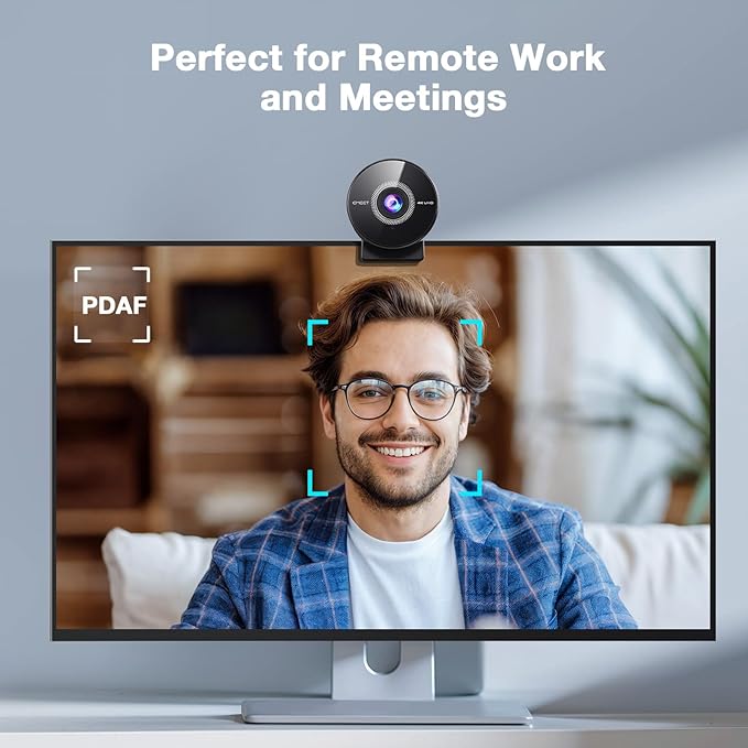 EMEET C950 4K Webcam for PC - PDAF Autofocus, USB Webcam with Microphone & Physical Privacy Cover, 1080P@60FPS, USB 2.0 Plug&Play, No Tripod Hole, Web Cam w/ 70°View for Meeting/Online Classes/Zoom