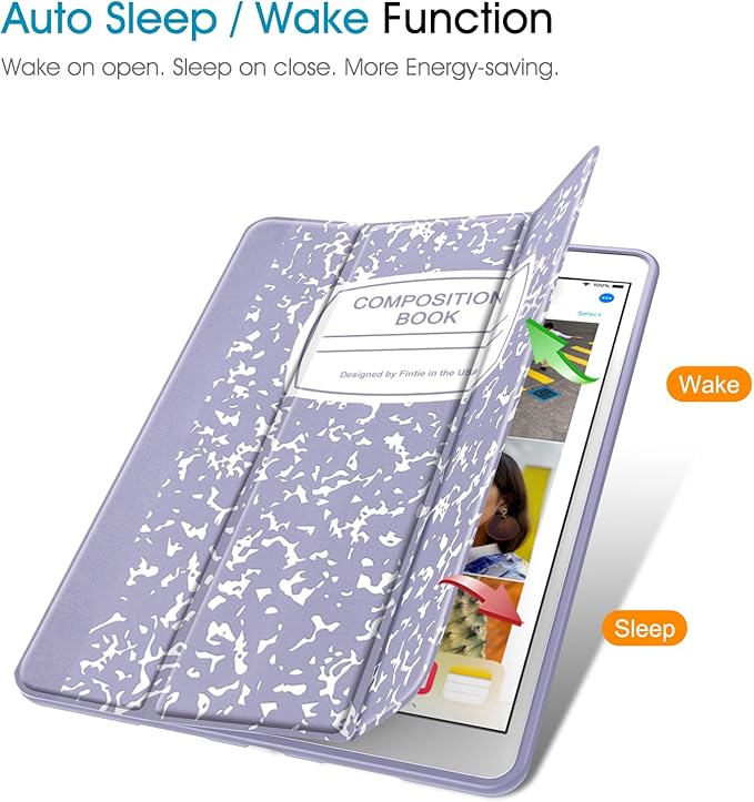 Fintie SlimShell Case for iPad Air 3rd Gen 10.5" 2019 / iPad Pro 10.5 Inch 2017 with Built-in Pencil Holder - Lightweight Smart Stand Soft TPU Back Cover, Auto Wake/Sleep (Composition Book Lilac)