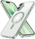 Hython Magnetic Clear for iPhone 17 Case with Camera Lens Protector [Compatible with MagSafe] Luxury Plating Edge Slim Soft TPU Cover Protective Phone Case for iPhone 17 6.3", Matte Mint