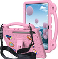 AKABEILA Compatible with Samsung Galaxy Tab S11 X730/X736 2025 11 inch Tablet Case, Kids Friendly Universal Lightweight Shockproof Protective Case with Shoulder Strap & Stand Handle Pink