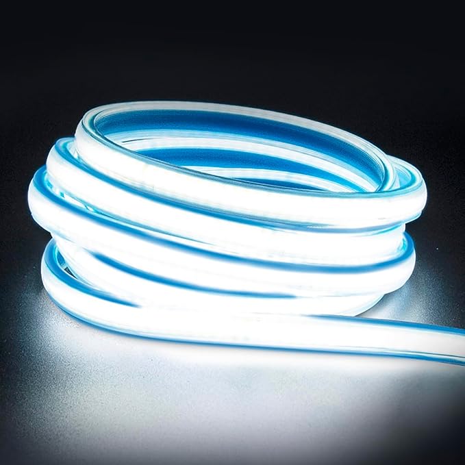 110v LED Strip Lights 16.4 Foot 120 Volt Waterproof Under Cabinet Lighting Strip White 6000K 5 Meter Flexible LED Rope Lights for Bedroom Kitchen Living Room (Cold White, 16.4ft)