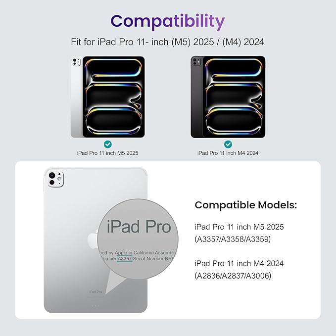 VIKESI Case for iPad Pro 11 inch (M5/M4) 2025/2024,Multiple Angles Magnetic Stand Cover,Shockproof Back,Pencil Holder,and Auto Sleep/Wake,Mist Blue