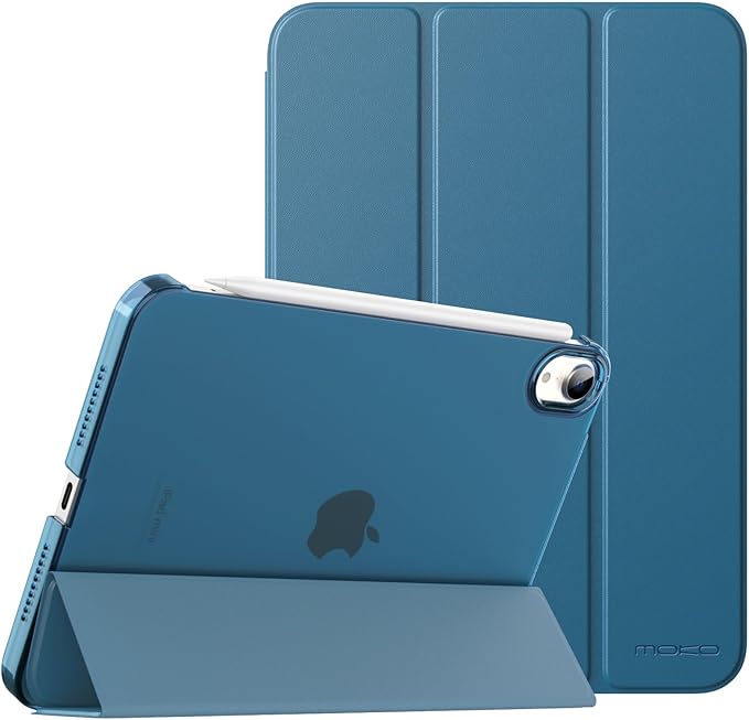 MoKo for iPad mini 7 (A17 Pro) Generation Case 2024, iPad mini 6 Case 2021, 8.3-inch Slim Lightweight Protective Hard Back PC Shell Stand Cover Support Touch ID, Auto Wake/Sleep, Peacock Blue